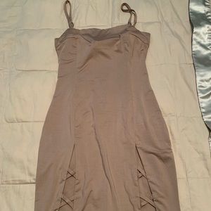 Lf pink satin bodycon dress with cutouts